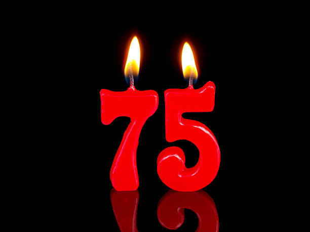 Anniversary-birthday  candles. Nr. 75 stock photo