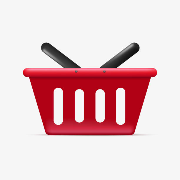 istock 3d shopping basket. Grocery shop, online shopping. Vector 1483471071