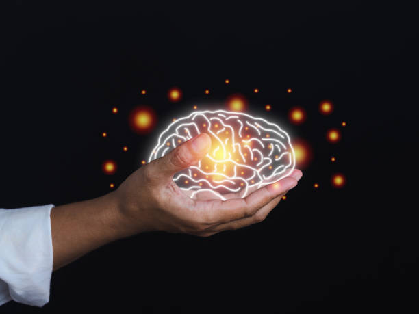 istock Digital image of the brain on the palm. Artificial Intelligence, AI Technology. 1483471848
