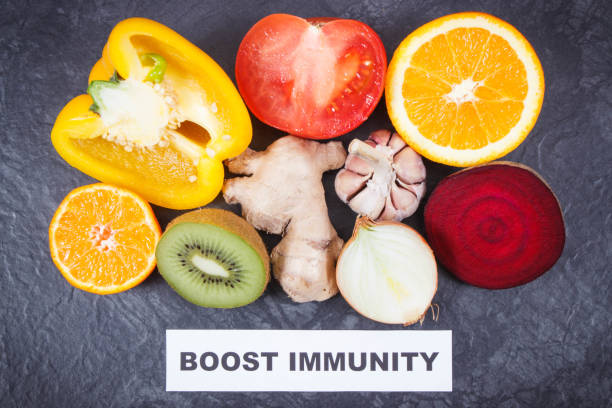 istock Fruits and vegetables containing vitamins and minerals. Natural immune boosting 1483471915