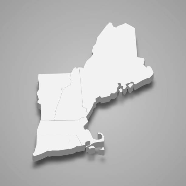 3dアイソメトリックマップ アメリカ合衆国のニューイングランド地域 - ニューイングランド点のイラスト素材／クリップアート素材／マンガ素材／アイコン素材