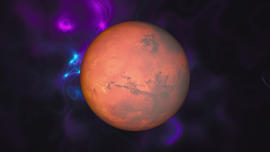 Mars with energy. Computer generated 3d render