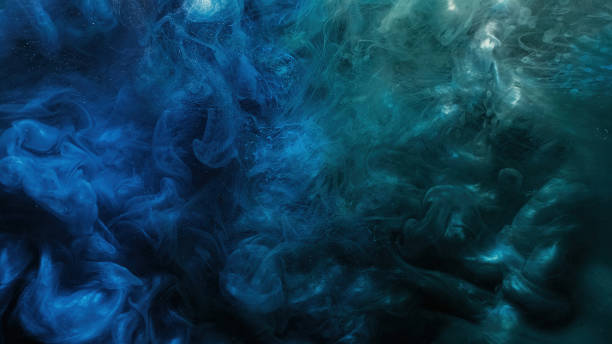 istock Paint water color smoke blue green fluid splash 1483472288