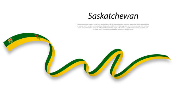 ilustrações, clipart, desenhos animados e ícones de fita ou listra ondulante com bandeira de saskatchewan - saskatchewan flag canada banner