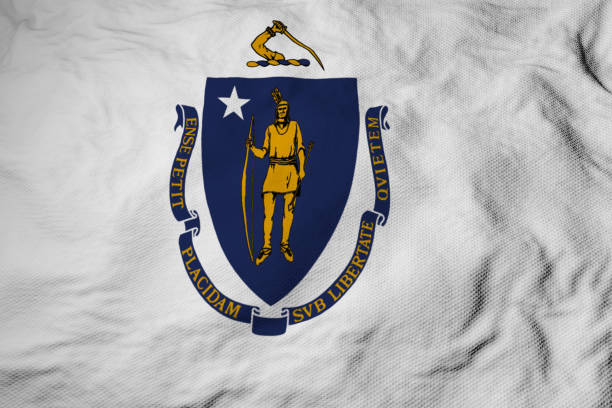 istock Flag of Massachusetts in 3D rendering 1483476517