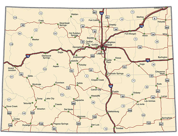 ilustrații de stoc cu colorado highway map (vector) - colorado