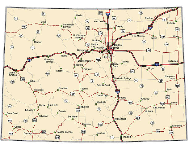 Colorado Highway Map (vector) vector art illustration