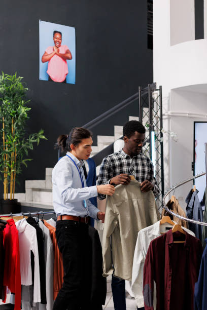istock Client checking fashionable shirt 1483480368