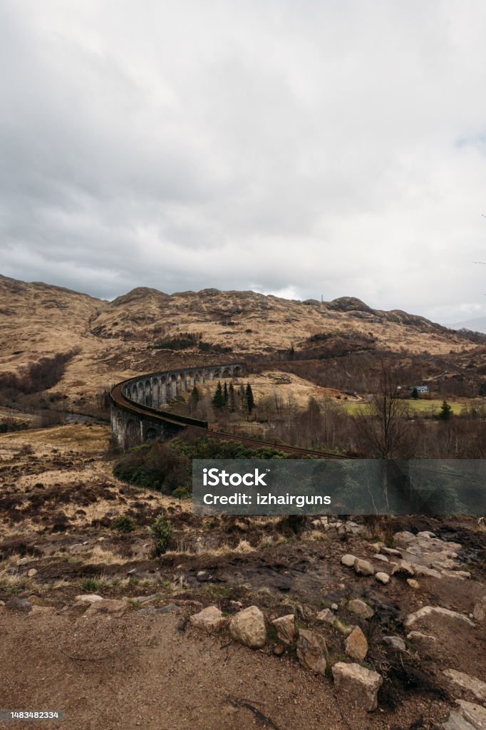 Glenfinnan Viaduct in West Highland Line in Glenfinnan in Schottland Arch - Architectural Feature Stock Photo