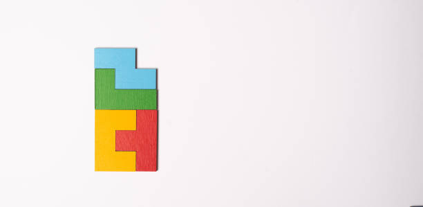 istock Colorful puzzle on white background. Copy space 1483485569