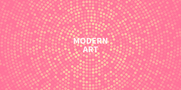 Modern and trendy background. Halftone design with a lot of small dots and beautiful color gradient. This illustration can be used for your design, with space for your text (colors used: Yellow, Beige, Orange, pink, Red). Vector Illustration (EPS file, well layered and grouped), wide format (2:1). Easy to edit, manipulate, resize or colorize. Vector and Jpeg file of different sizes.
