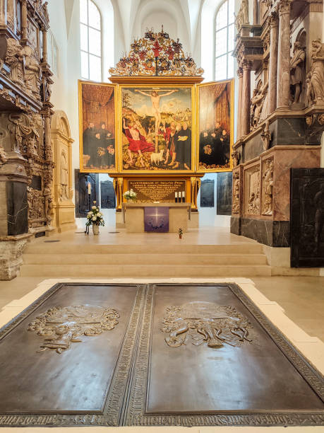 Lukas Cranach's altar, epitaphs and tombstones in the Herder Church in Weimar stock photo