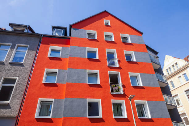 istock Modern red residential building, Hanover, Germany 1483487396