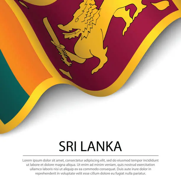 Vector illustration of Waving flag of Sri Lanka on white background. Banner or ribbon template for independence day