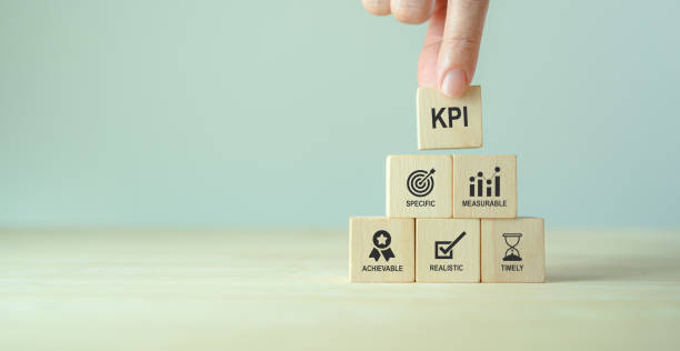 istock Effective and smart key performance indicators (KPIs) to measure and evaluate progress. Specific, measurable, achievable, realistic, timely. Tracking performance, setting goals and making decisions. 1483487772