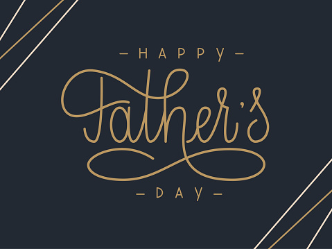 Vector greeting card for International Father’s Day. Hand Lettering with Phrase Happy Father’s Day.