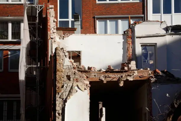 Trümmer eines abgerissenen Hauses, Bremen, Deutschland