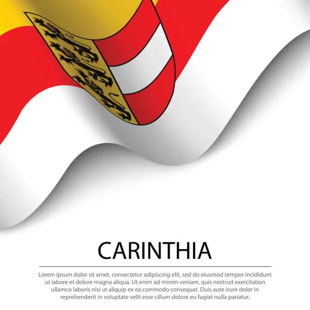 Vector illustration of Waving flag of Carinthia is a state of Austria on white background.