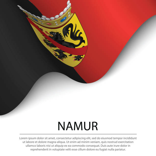 illustrazioni stock, clip art, cartoni animati e icone di tendenza di la bandiera sventolante di namur è una provincia del belgio su sfondo bianco. - namur province