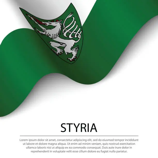 Vector illustration of Waving flag of Styria is a state of Austria on white background.