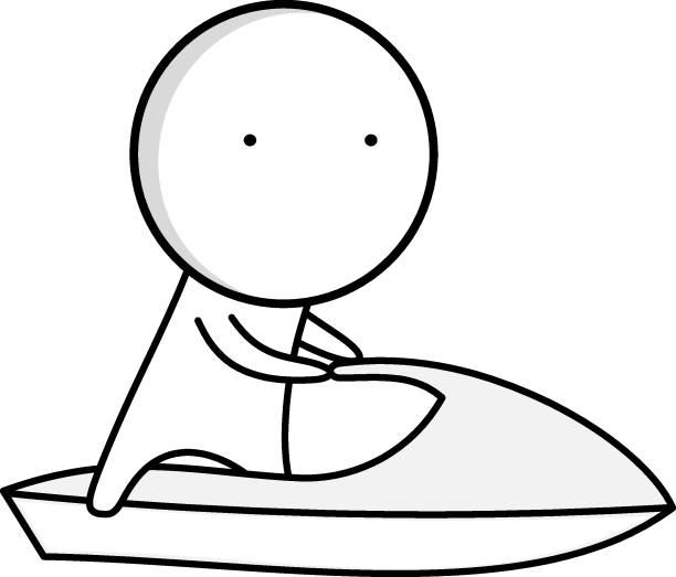 Man riding a jet ski vector art illustration
