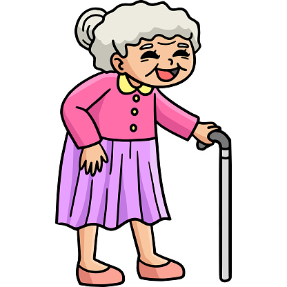 This cartoon clipart shows an Old Woman illustration.