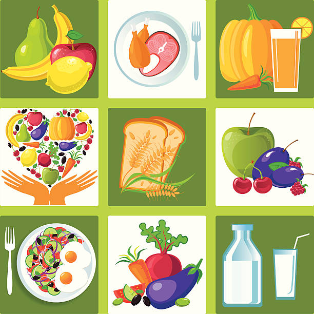 healthy_food_icons vector art illustration