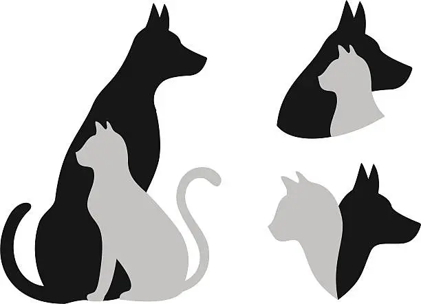 Vector illustration of cat and dog, vector