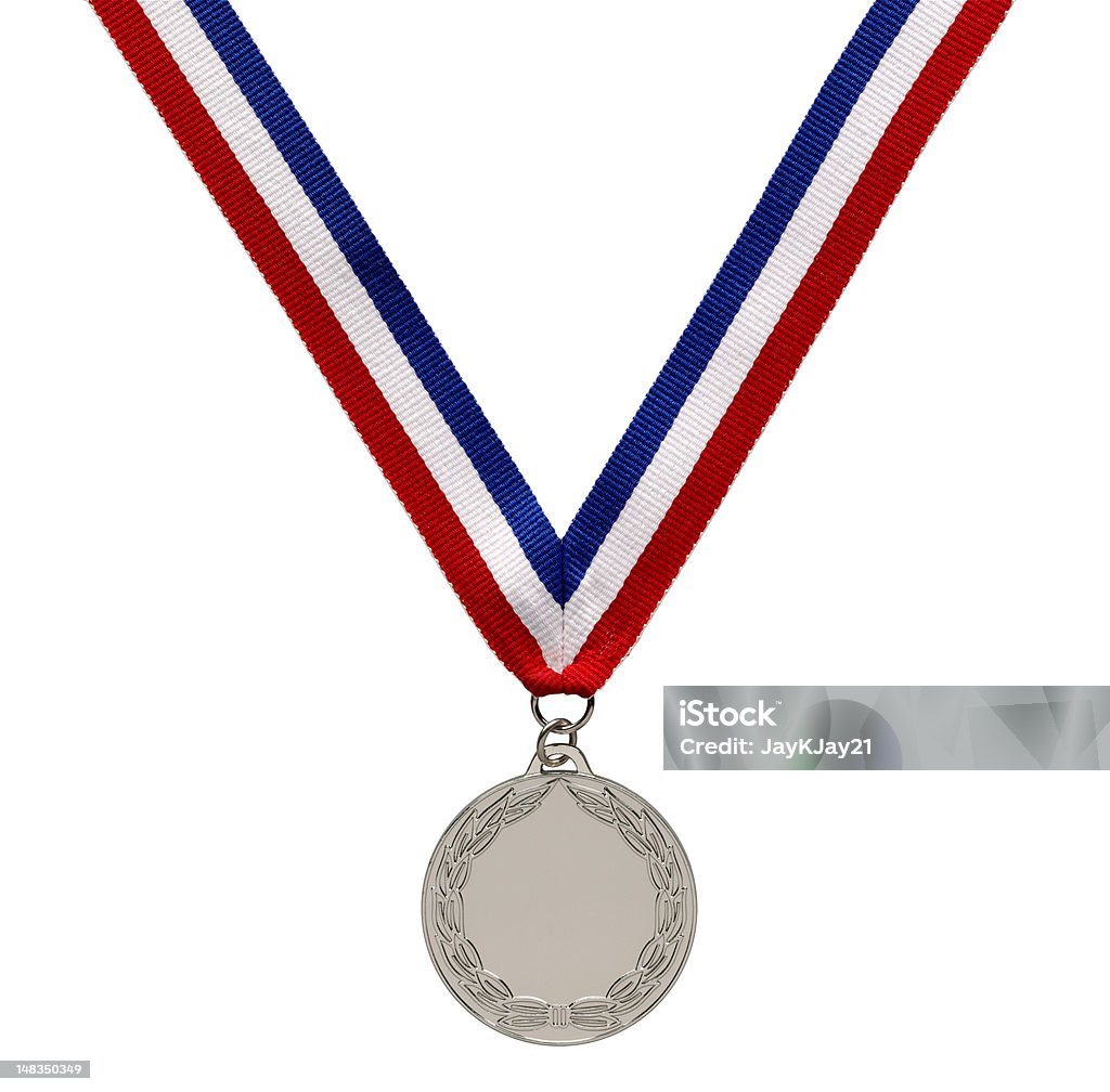 silver olympische Medaille mit Band - Lizenzfrei Rosette Stock-Foto