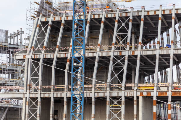 istock Construction crane on the background of the sky. Construction site. 1483503762