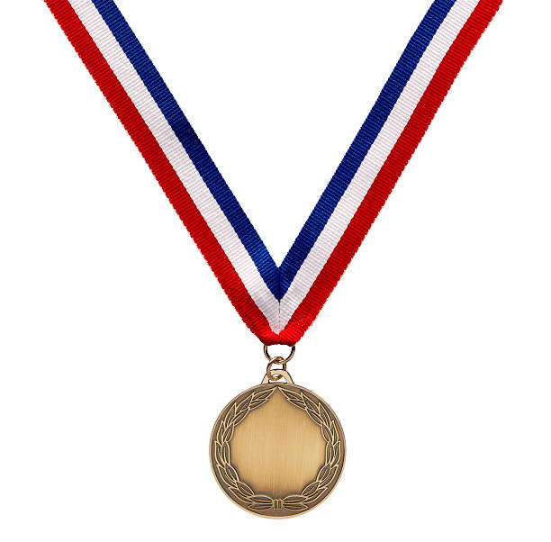 istock Bronze medal on ribbon with clipping path 148350468