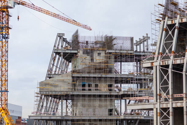 istock Construction crane on the background of the sky. Construction site. 1483504774