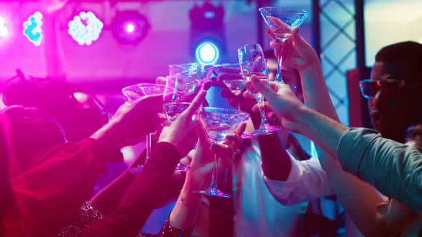istock Group of friends clinking glasses 1483508995