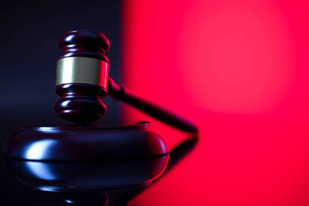 Judge hammer on white background board