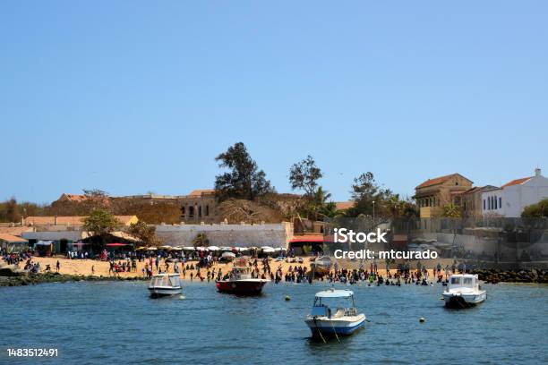 Downtown Beach And The Main Square View From The Ocean Island Of Gorée Dakar Senegal Stock Photo - Download Image Now