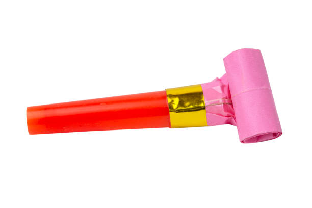 istock Party horn noisemaker blower rolled isolated on the white background cut out clipping path 1483512909