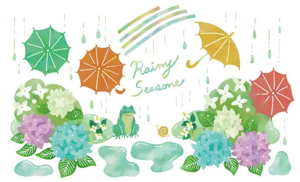 Vector illustration of illustration of rainy season