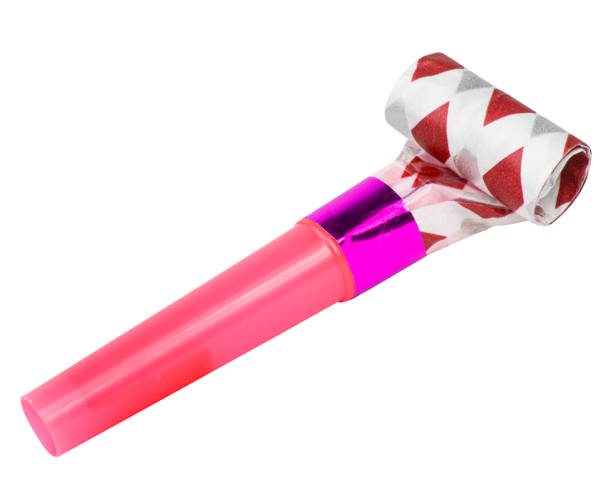 istock Party horn noisemaker blower rolled isolated on the white background cut out clipping path 1483514495