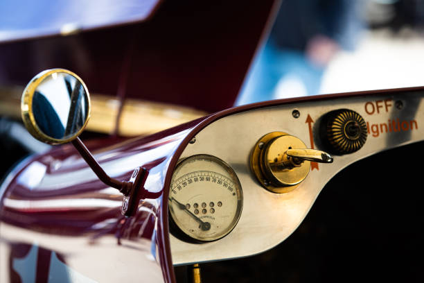 Bonnet details of a classic motorcar.