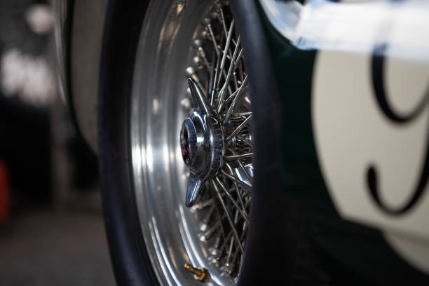 Chrome wheel of a classic motor car.