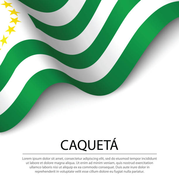 Waving flag of Caqueta is a region of Colombia on white background. Waving flag of Caqueta is a region of Colombia on white background. Banner or ribbon vector template caqueta stock illustrations