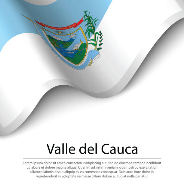 Waving flag of Valle del Cauca is a region of Colombia on white background. Waving flag of Valle del Cauca is a region of Colombia on white background. Banner or ribbon vector template valle del cauca stock illustrations