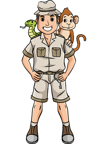 This cartoon clipart shows a Zookeeper illustration.