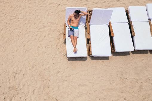 Aerial view of a man on a Caribbean Beach