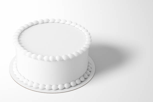 3d-rendering schlichte weiße geburtstagstorte isoliert auf farbigen hintergrund. passen für ihr designelement. - muffin cake isolated small stock-fotos und bilder