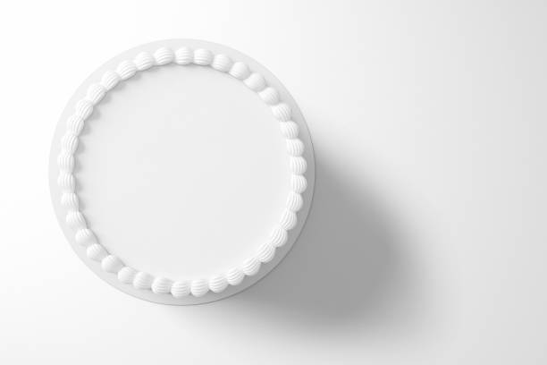 3D rendering plain white birthday cake isolated on colored background. fit for your design element.