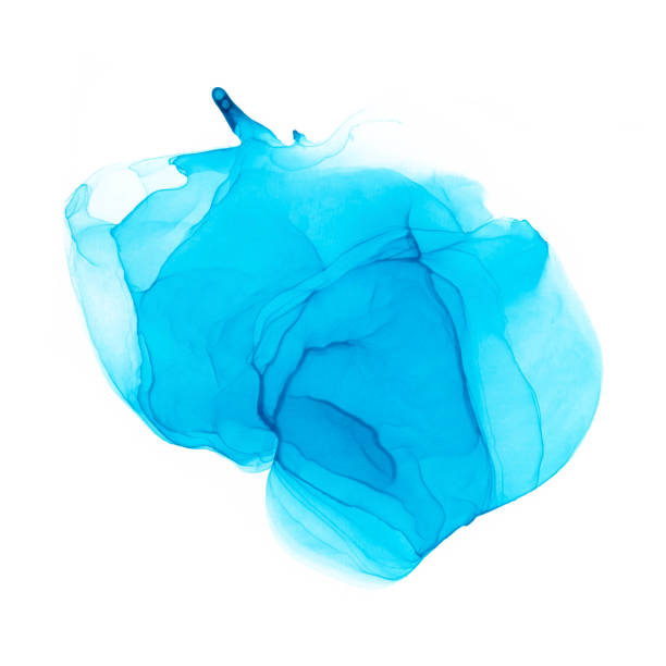istock Watercolour drawing of abstract shape. White background, different tints of light-blue with brighter and darker areas 1483526291