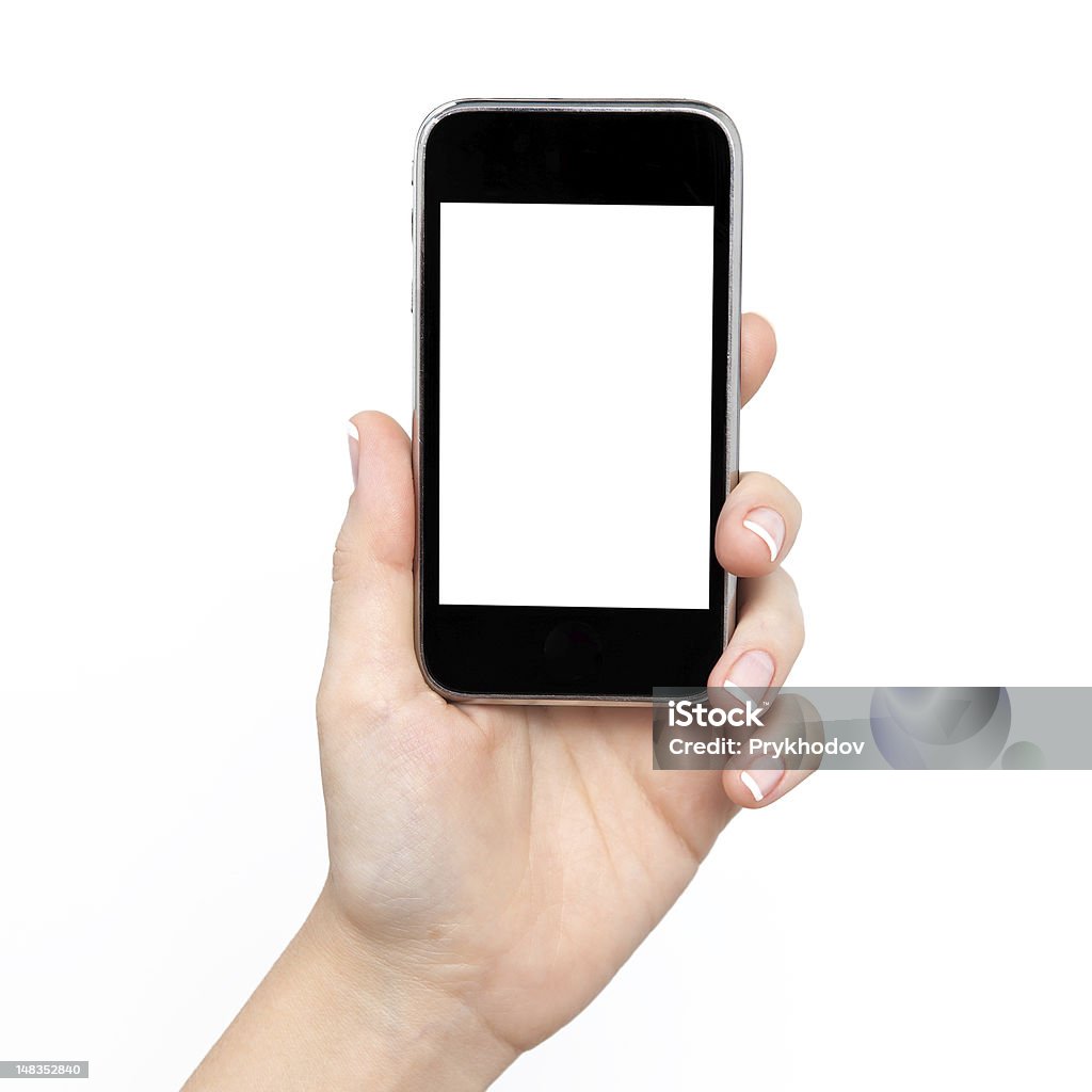 Frau hand hält das Telefon - Lizenzfrei Ausrüstung und Geräte Stock-Foto