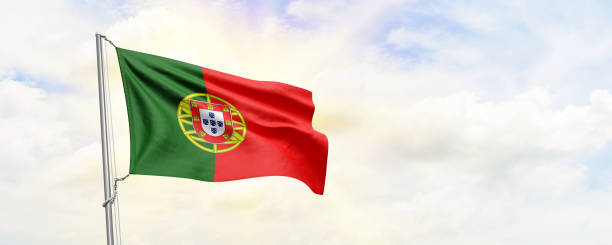 istock Portugal flag waving on sky background. 3D Rendering 1483529538