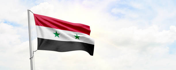 istock Syria flag waving on sky background. 3D Rendering 1483531106